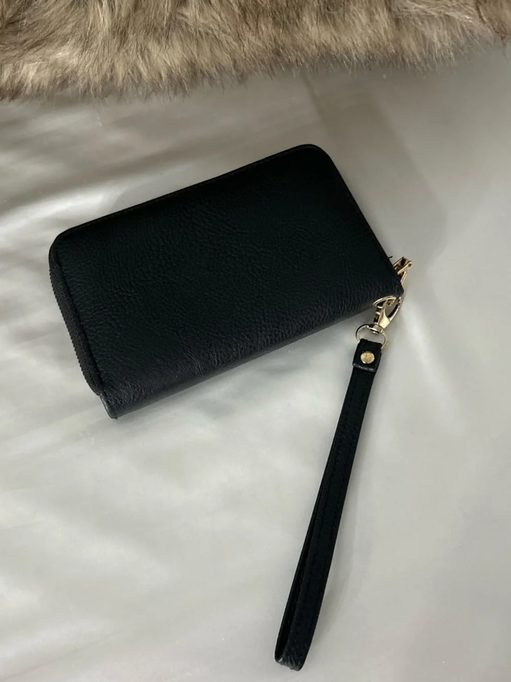 Beverly Hills Polo Club Black Zip-Around Wristlet with Gold Logo